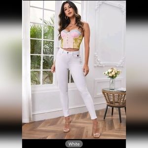 SHEIN Unity High Waist Patch Detail Skinny Jeans